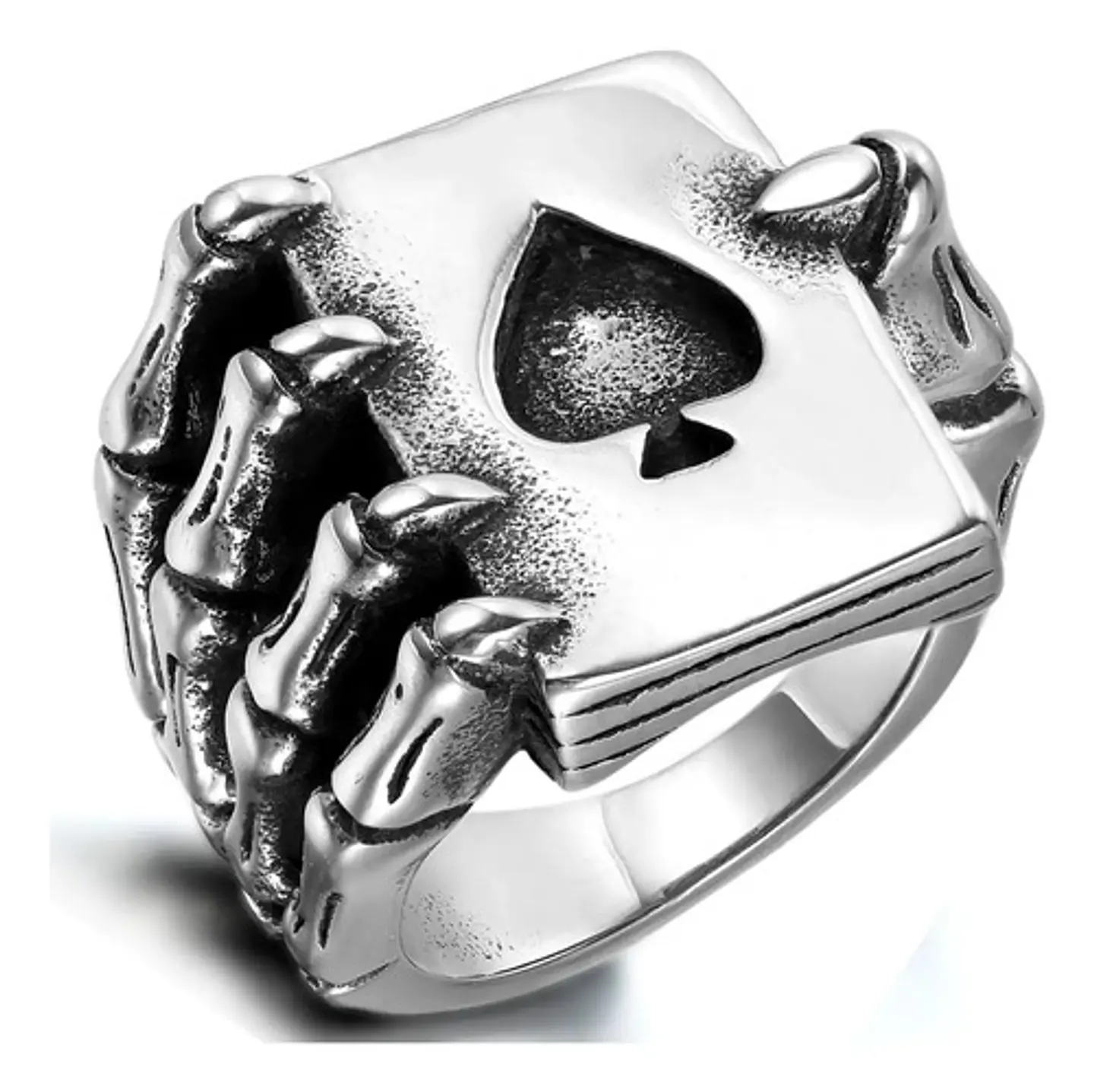 Anillo Acero Inoxidable Mano Craneo Biker As Corazón Hombre 3