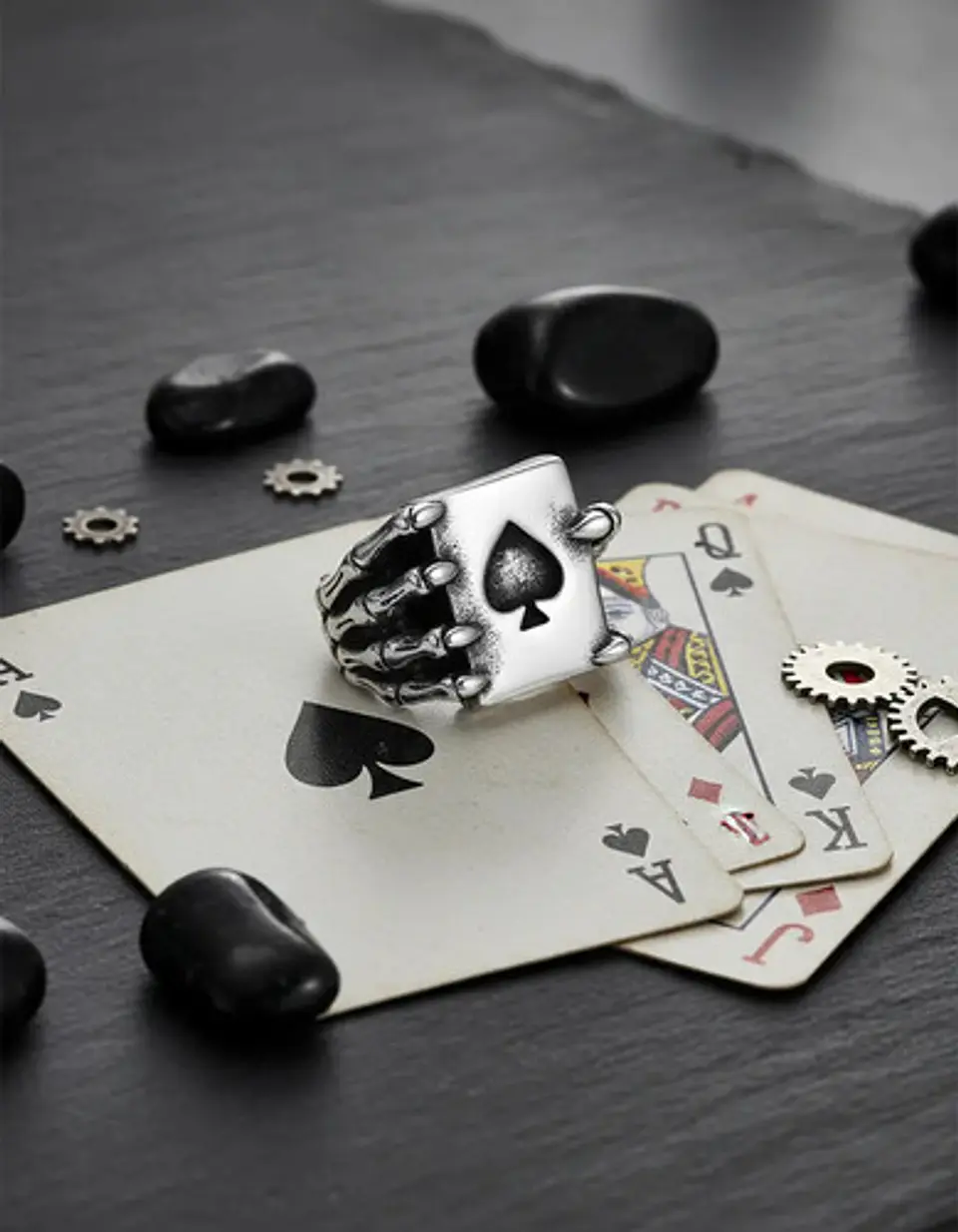 Anillo Acero Inoxidable Mano Craneo Biker As Corazón Hombre 4