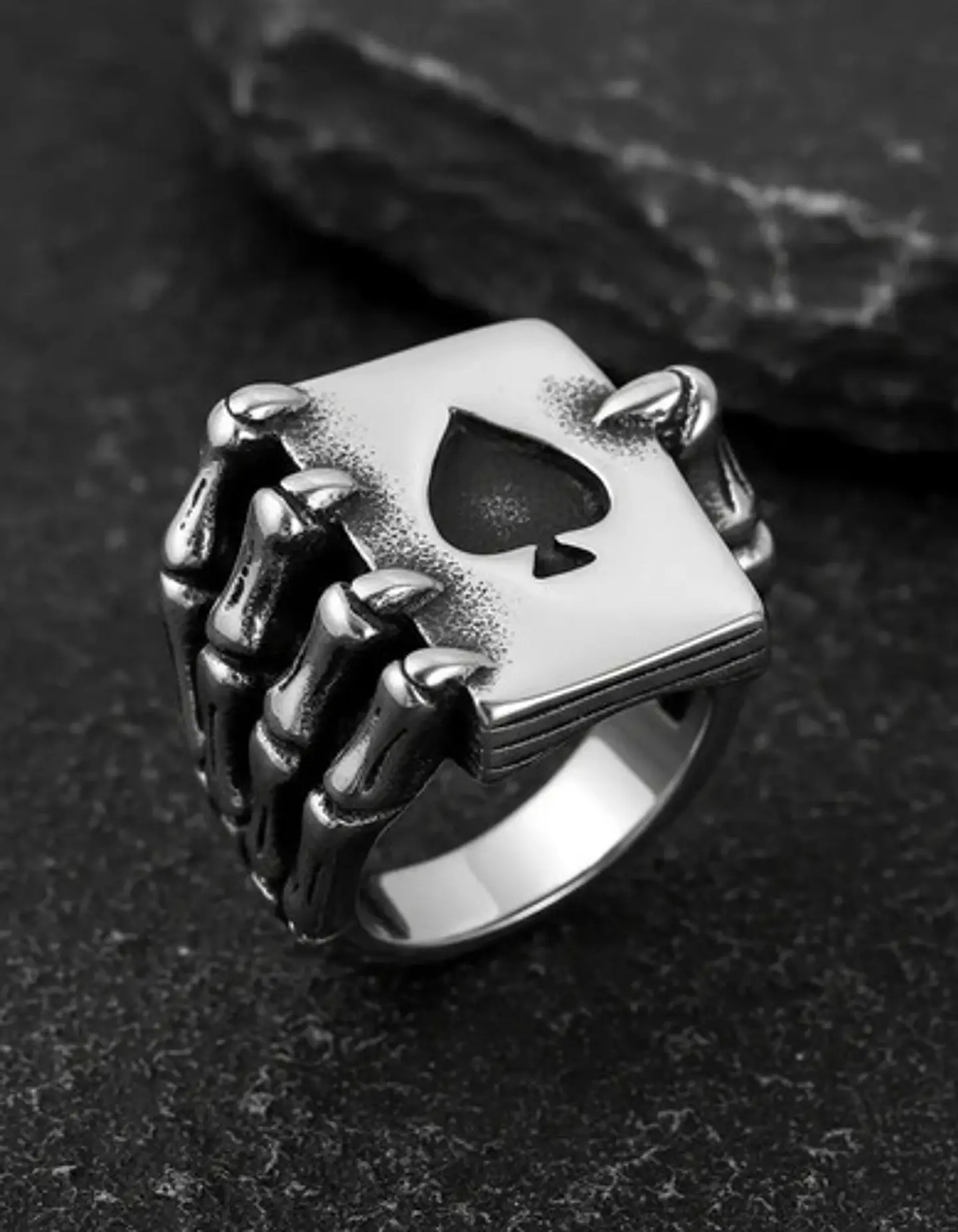 Anillo Acero Inoxidable Mano Craneo Biker As Corazón Hombre 6