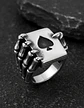 Anillo Acero Inoxidable Mano Craneo Biker As Corazón Hombre - Miniatura 6