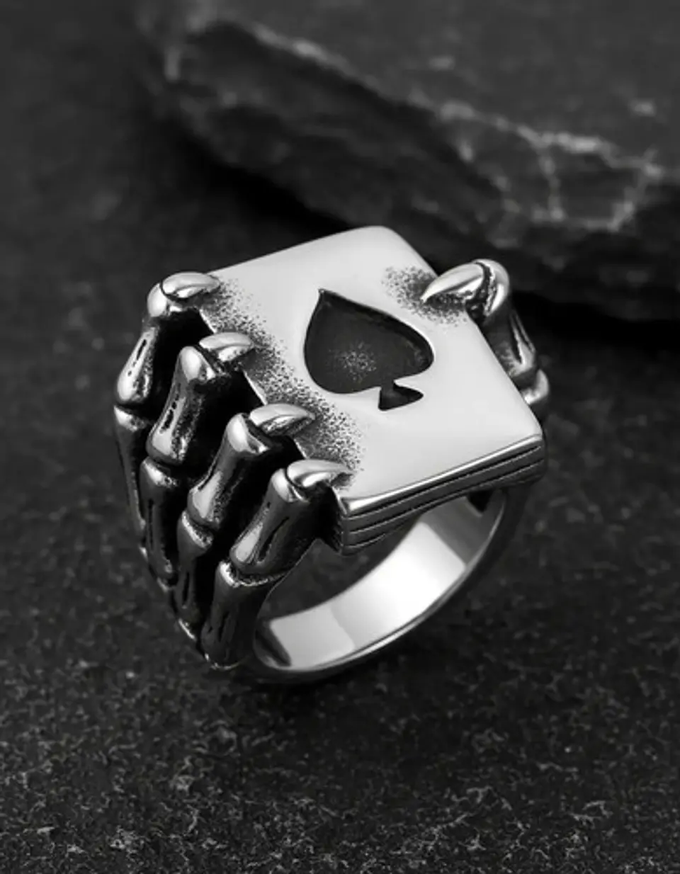 Anillo Acero Inoxidable Mano Craneo Biker As Corazón Hombre 6