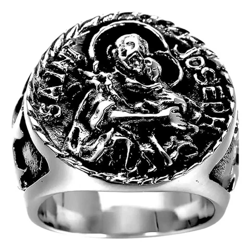 Anillo Acero Inoxidable Color Plata San Michael Josep Hombre 2
