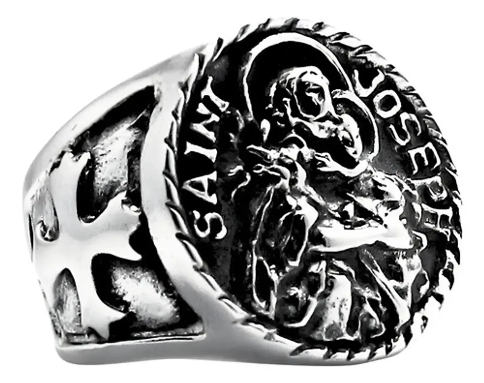 Anillo Acero Inoxidable Color Plata San Michael Josep Hombre 5