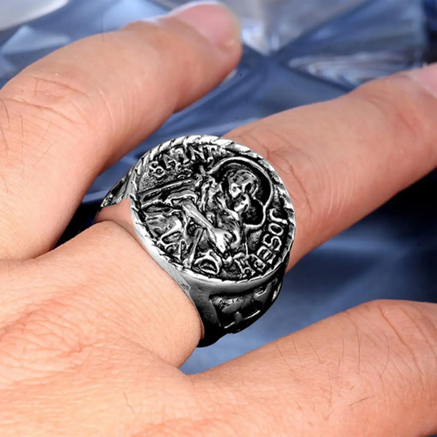 Anillo Acero Inoxidable Color Plata San Michael Josep Hombre 7
