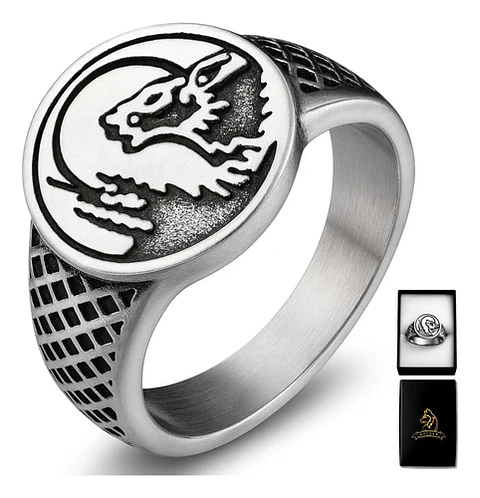 Anillo Para Hombre Acero Inoxidable Color Plata Lobo Vikingo