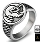 Anillo Para Hombre Acero Inoxidable Color Plata Lobo Vikingo - Miniatura 1