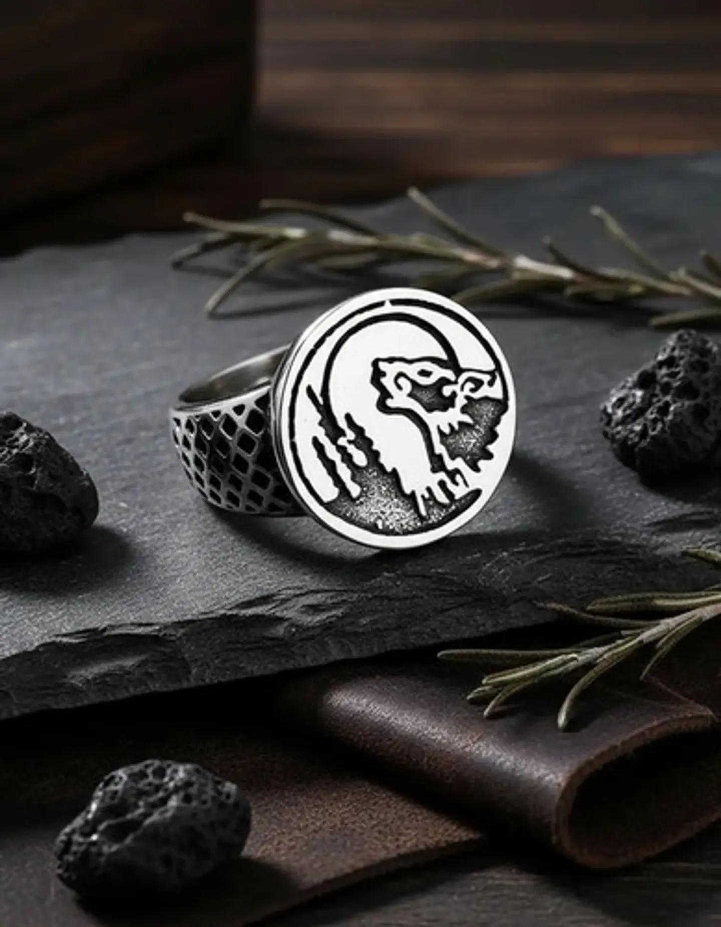 Anillo Para Hombre Acero Inoxidable Color Plata Lobo Vikingo 5