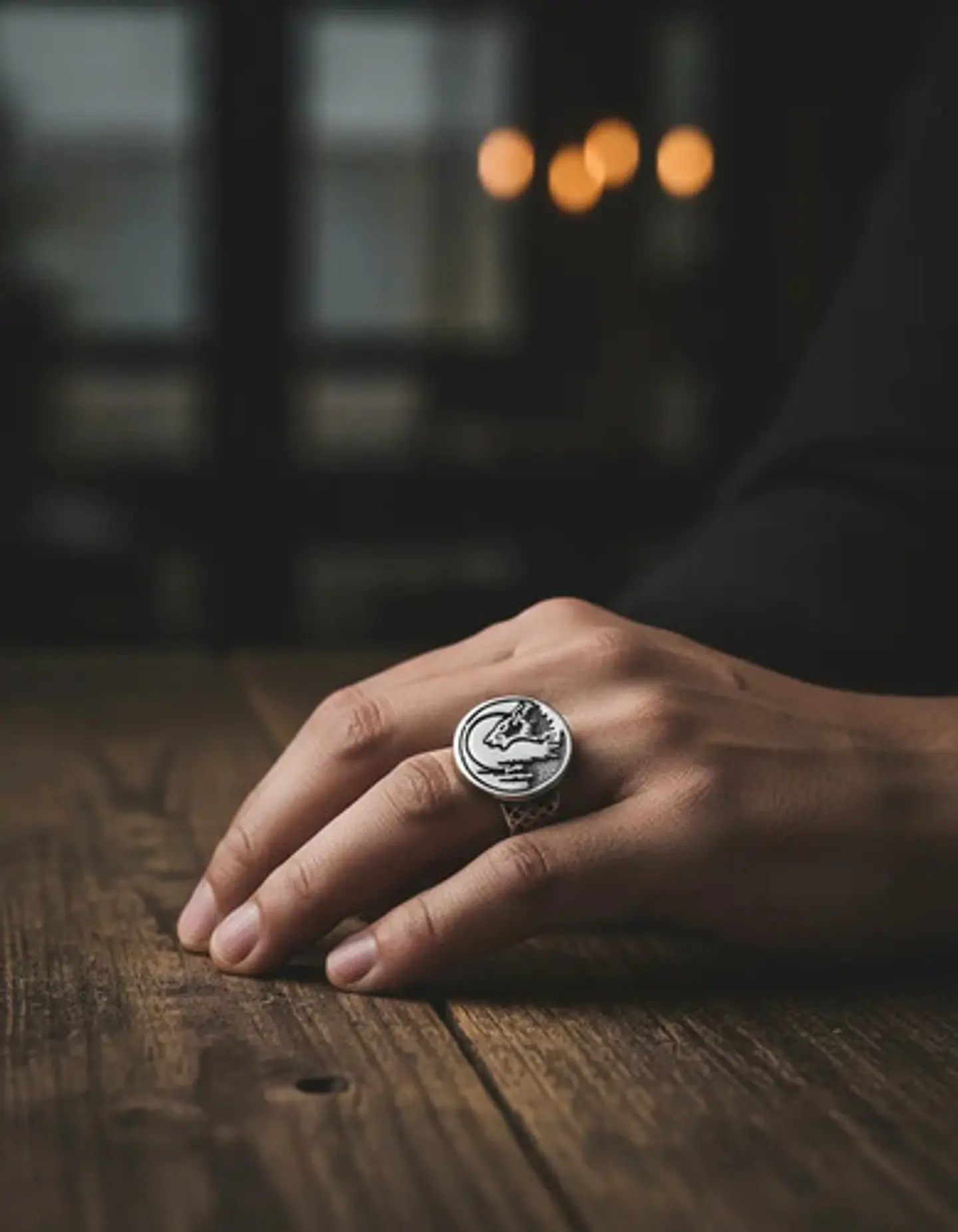 Anillo Para Hombre Acero Inoxidable Color Plata Lobo Vikingo 6
