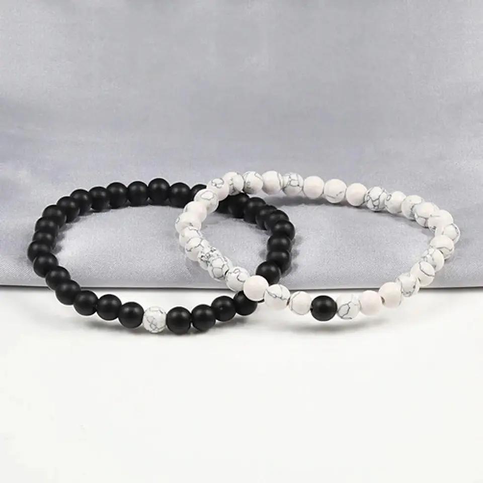 Pulsera Manilla Piedras Naturales Pareja Novios Hombre Mujer 2