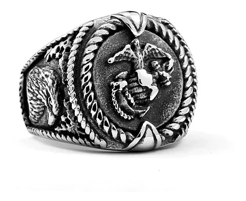 Anillo Acero Inoxidable Color Plata Águila Americana Hombre