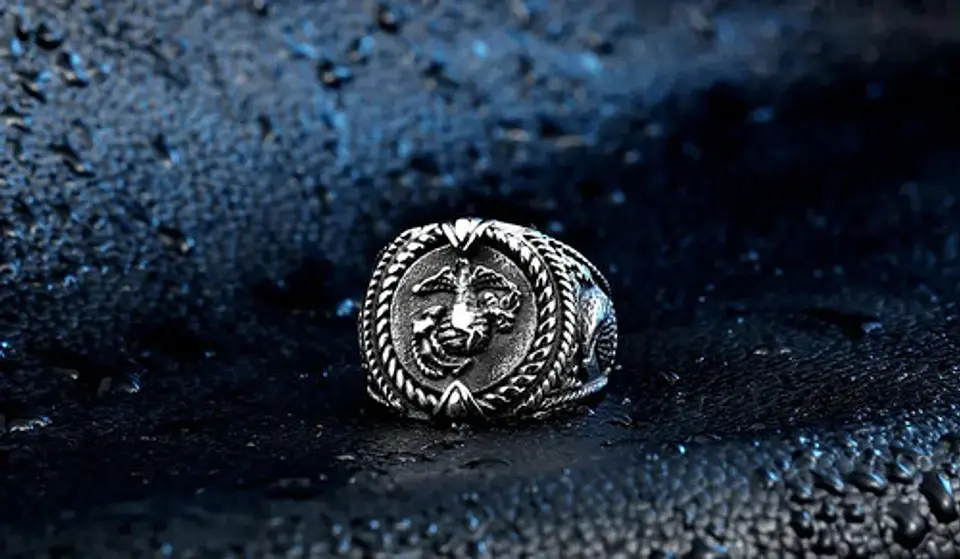 Anillo Acero Inoxidable Color Plata Águila Americana Hombre 2