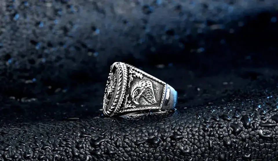 Anillo Acero Inoxidable Color Plata Águila Americana Hombre 3