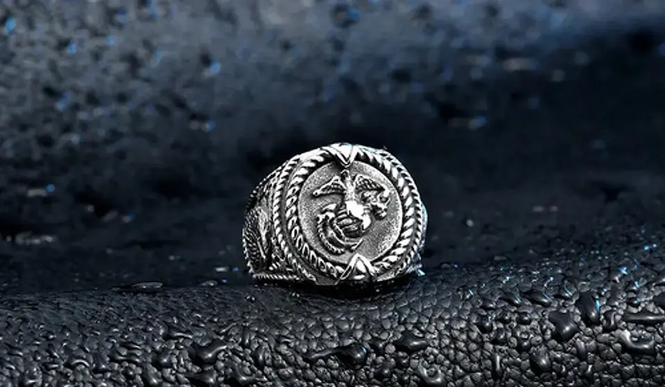 Anillo Acero Inoxidable Color Plata Águila Americana Hombre 5