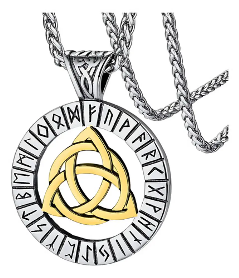 Collar Acero Inoxidable Color Plata Vikingo Amuleto Hombre 1