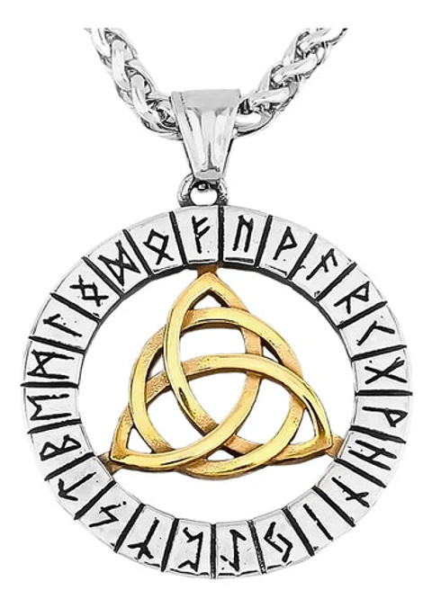 Collar Acero Inoxidable Color Plata Vikingo Amuleto Hombre