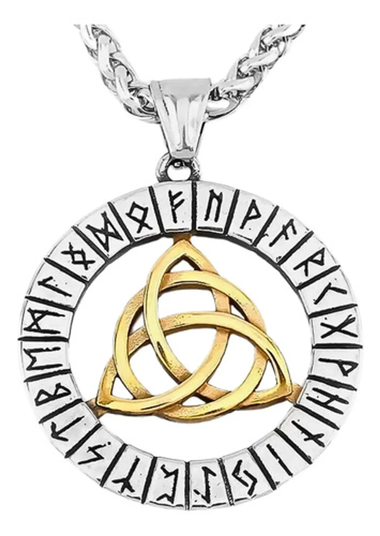 Collar Acero Inoxidable Color Plata Vikingo Amuleto Hombre 2