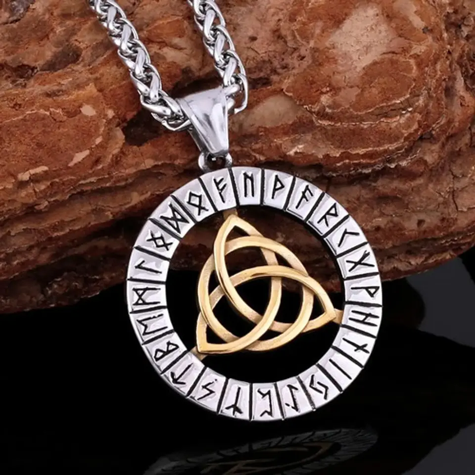 Collar Acero Inoxidable Color Plata Vikingo Amuleto Hombre 6