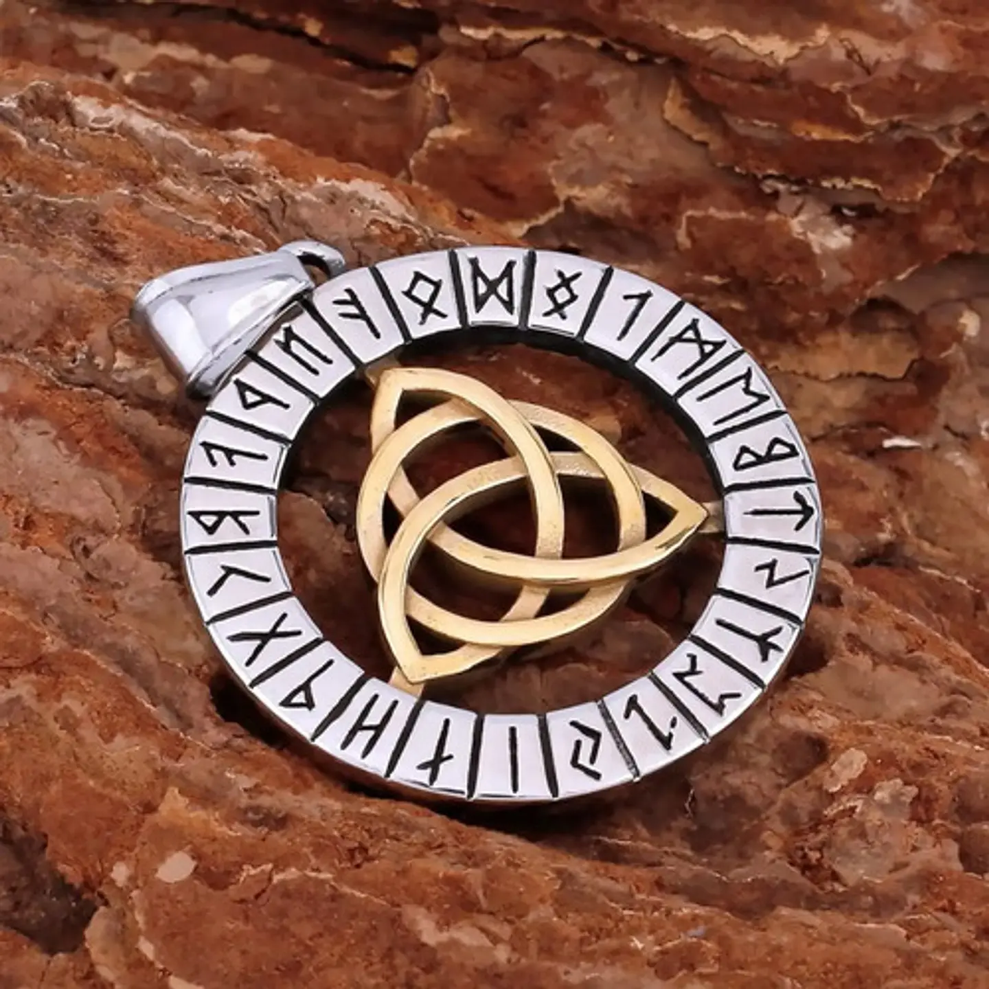 Collar Acero Inoxidable Color Plata Vikingo Amuleto Hombre 7