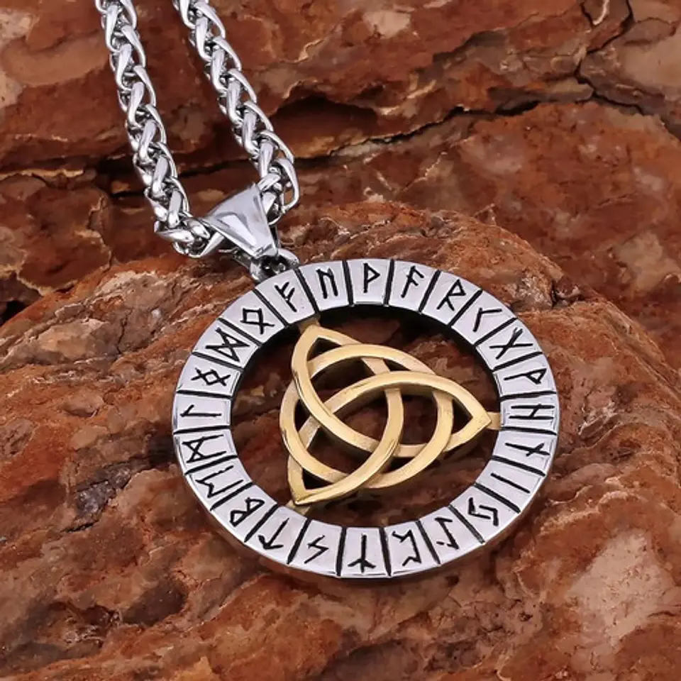Collar Acero Inoxidable Color Plata Vikingo Amuleto Hombre 8