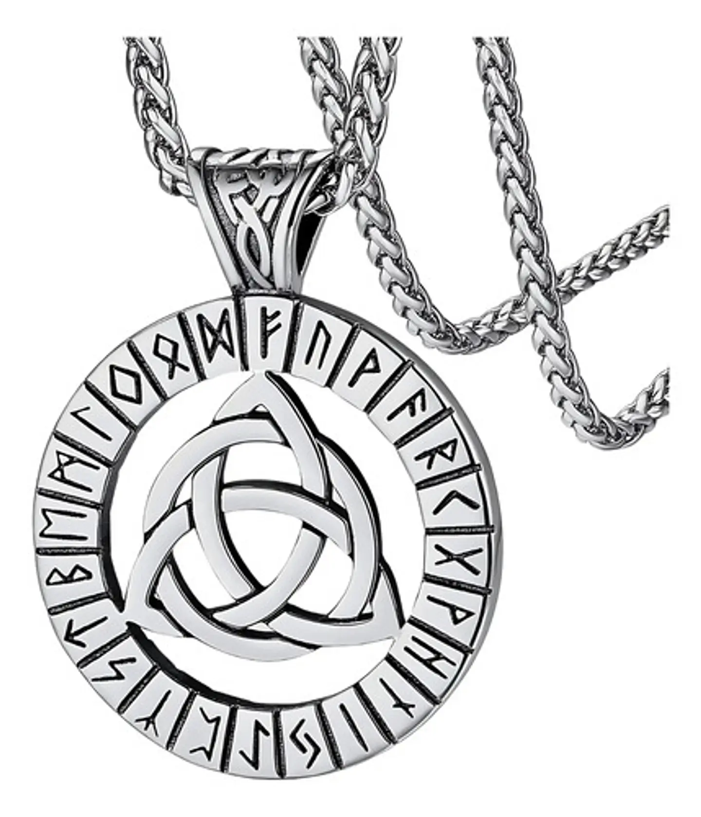 Collar Acero Inoxidable Color Plata Vikingo Amuleto Hombre 10
