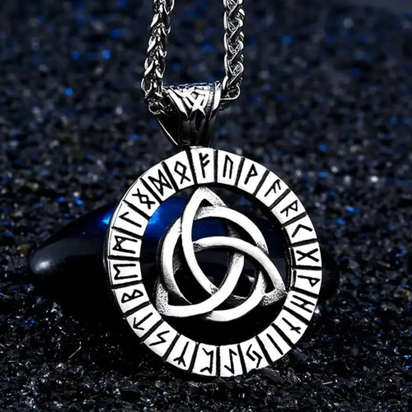 Collar Acero Inoxidable Color Plata Vikingo Amuleto Hombre 12