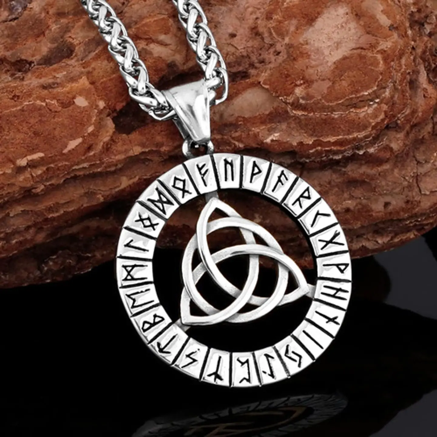 Collar Acero Inoxidable Color Plata Vikingo Amuleto Hombre 13