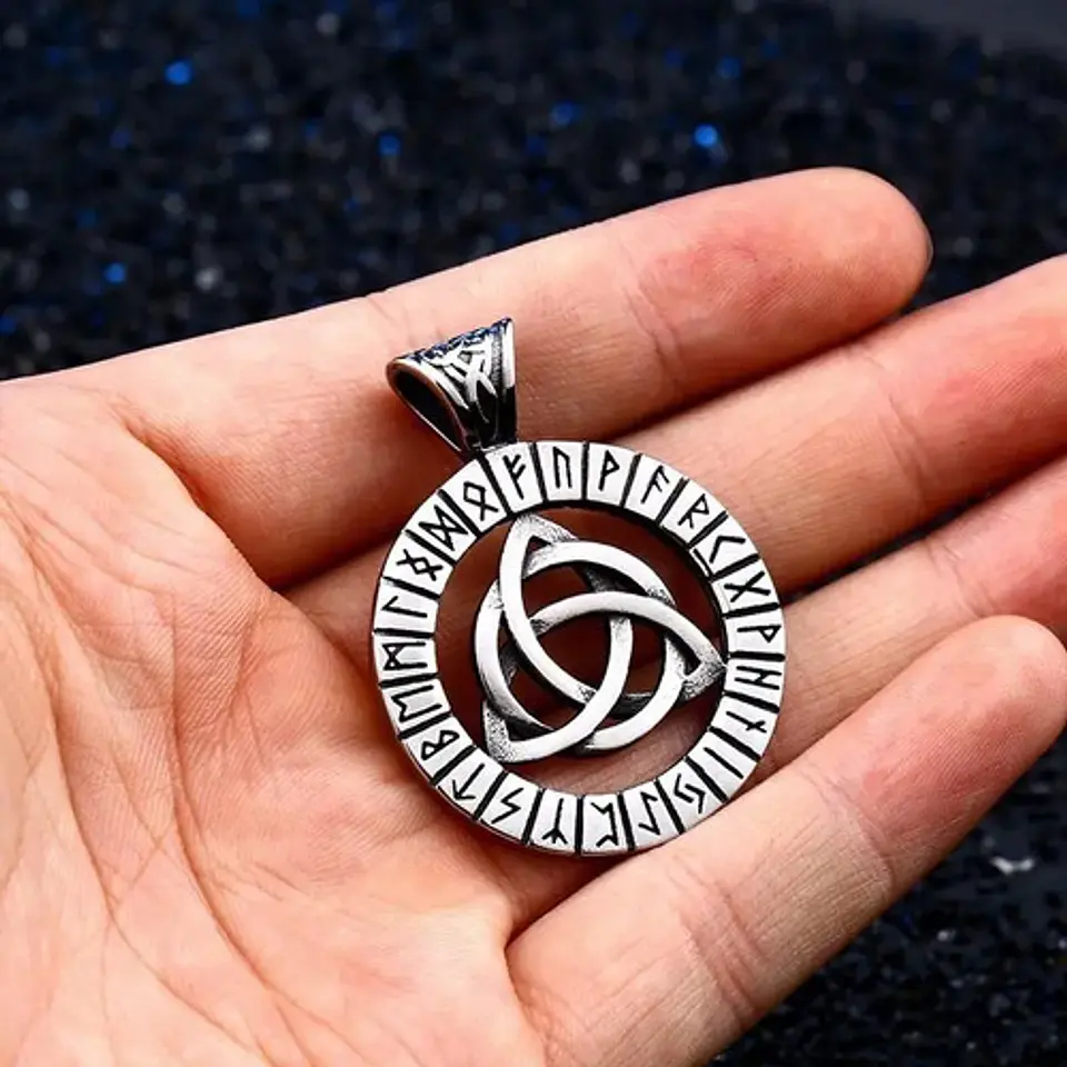 Collar Acero Inoxidable Color Plata Vikingo Amuleto Hombre 14