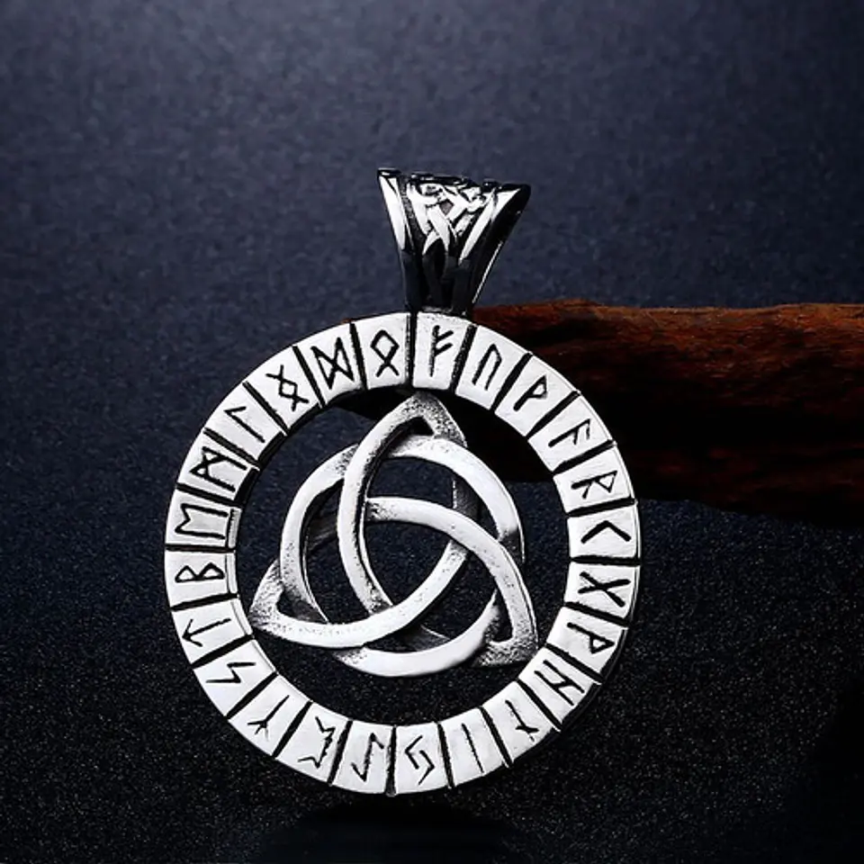 Collar Acero Inoxidable Color Plata Vikingo Amuleto Hombre 16