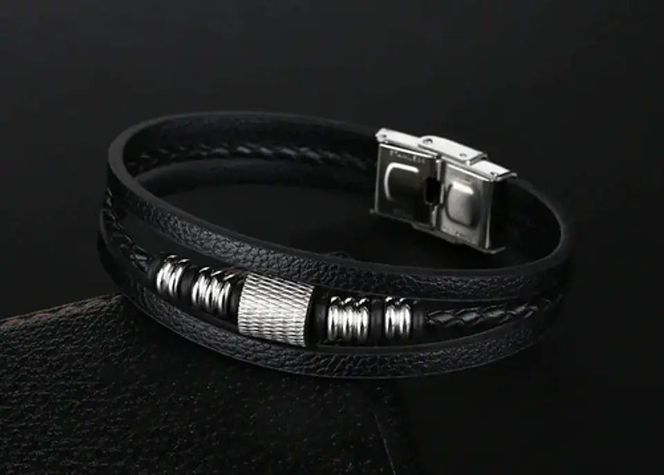Pulsera Brazalete Manilla Acero Inoxidabl Color Plata Hombre 2