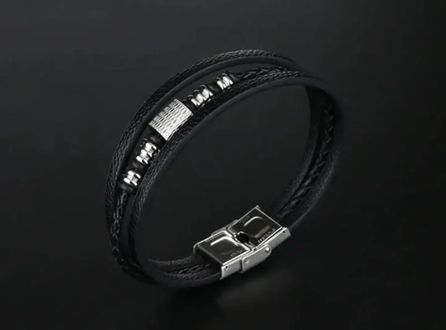 Pulsera Brazalete Manilla Acero Inoxidabl Color Plata Hombre 4