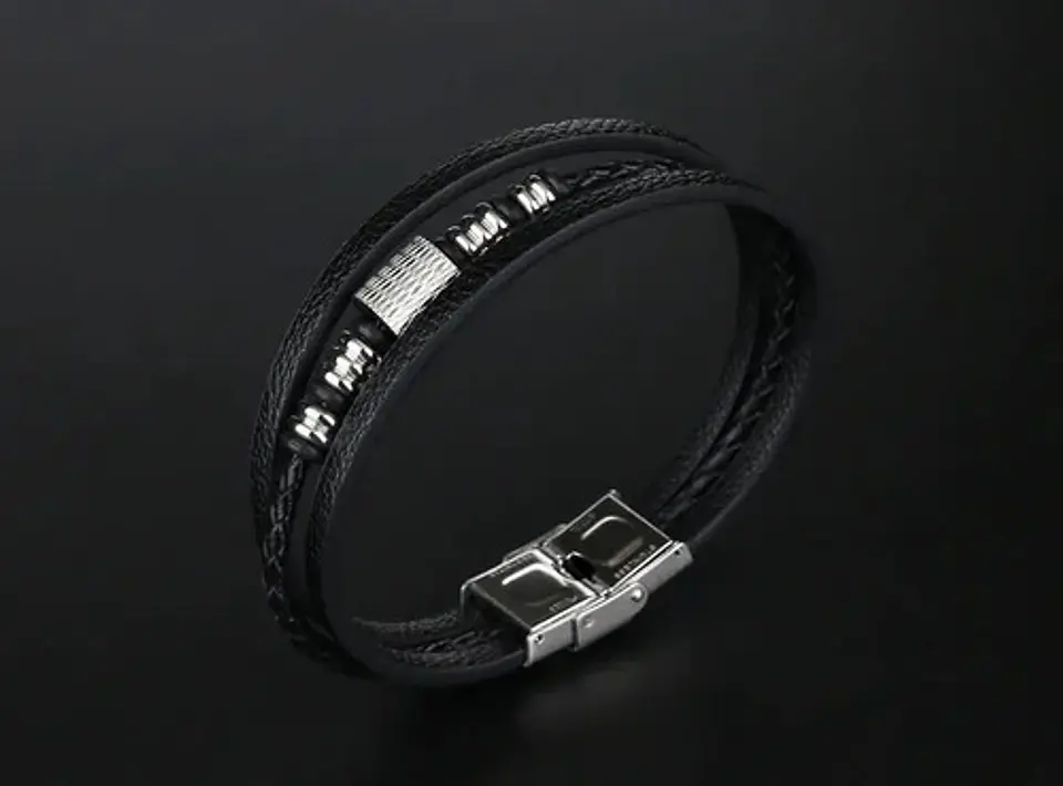 Pulsera Brazalete Manilla Acero Inoxidabl Color Plata Hombre 4