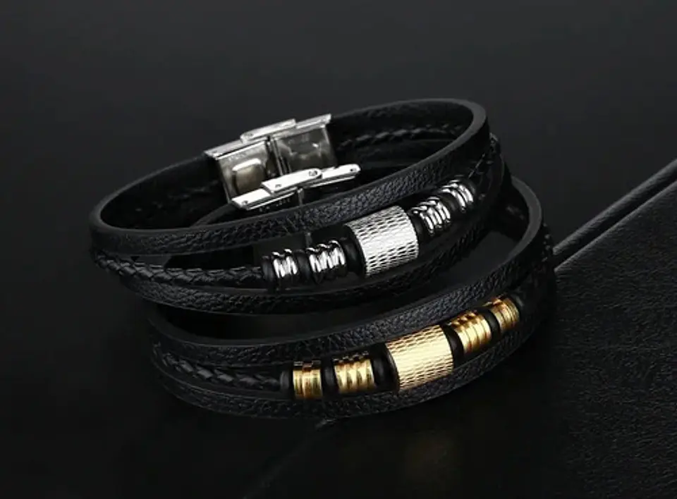 Pulsera Brazalete Manilla Acero Inoxidabl Color Plata Hombre 5