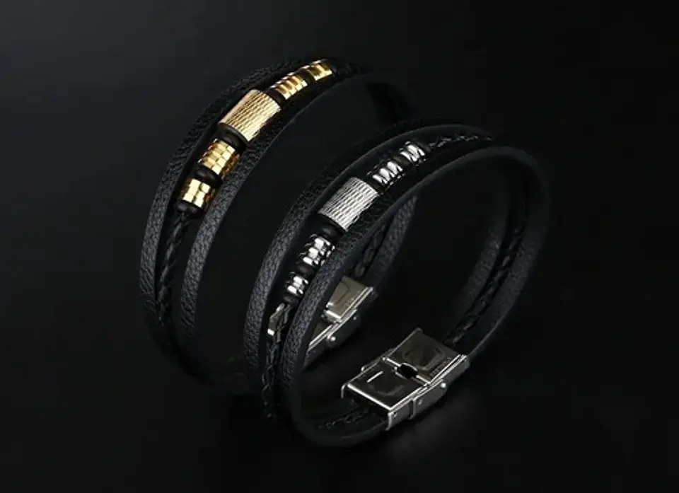 Pulsera Brazalete Manilla Acero Inoxidabl Color Plata Hombre 6