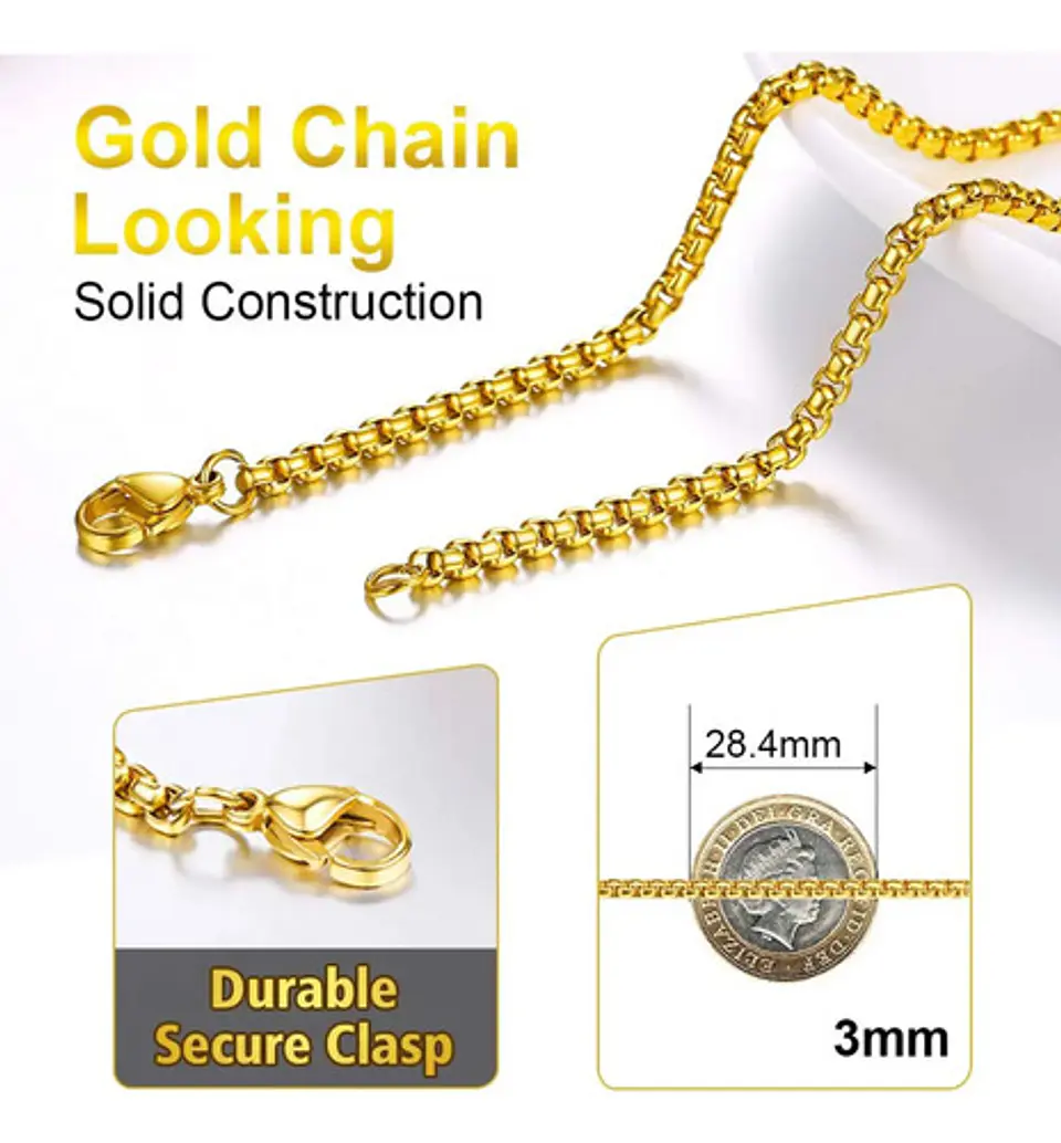 Collar Acero Inoxidable Color Oro Cobra Piedras Cz Hombre 7