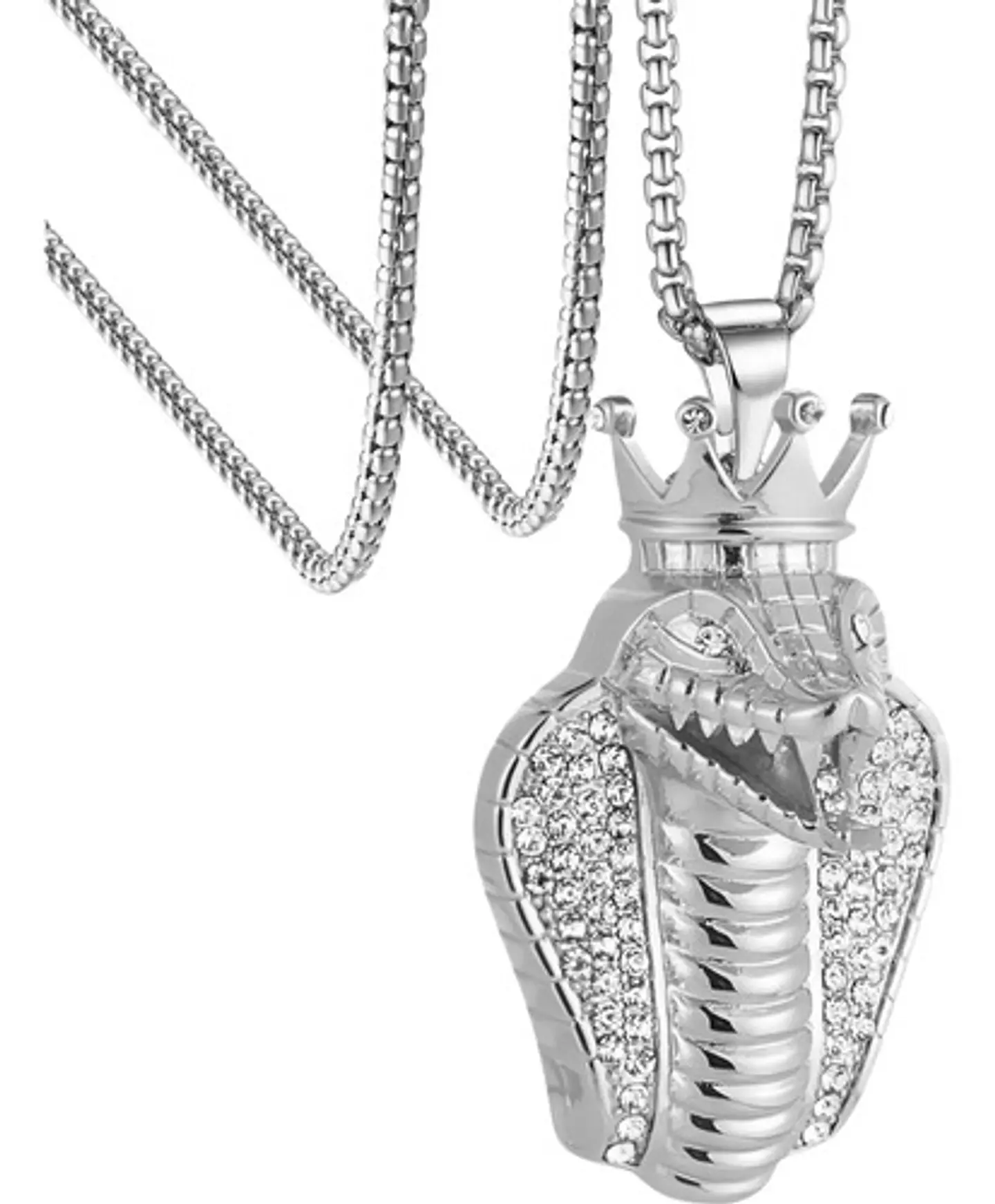 Collar Acero Inoxidable Color Oro Cobra Piedras Cz Hombre 9