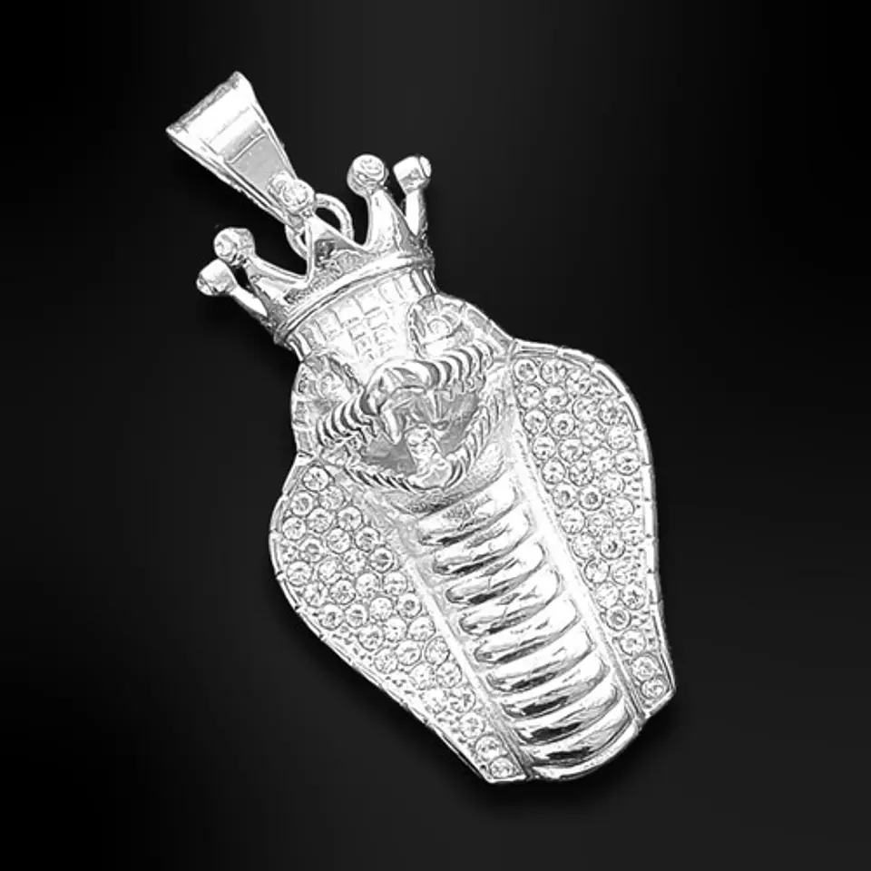 Collar Acero Inoxidable Color Oro Cobra Piedras Cz Hombre 10