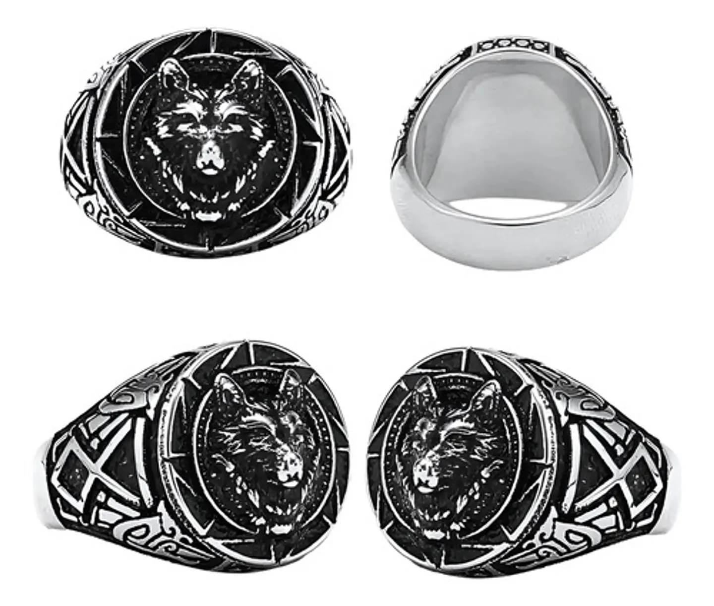 Anillo Vikingo Color Negro Guerrero Nórdico Soldado Hombre 2