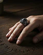Anillo Vikingo Color Negro Guerrero Nórdico Soldado Hombre - Miniatura 6