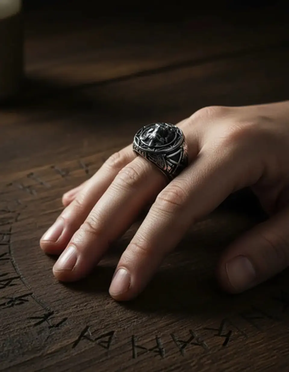 Anillo Vikingo Color Negro Guerrero Nórdico Soldado Hombre 6