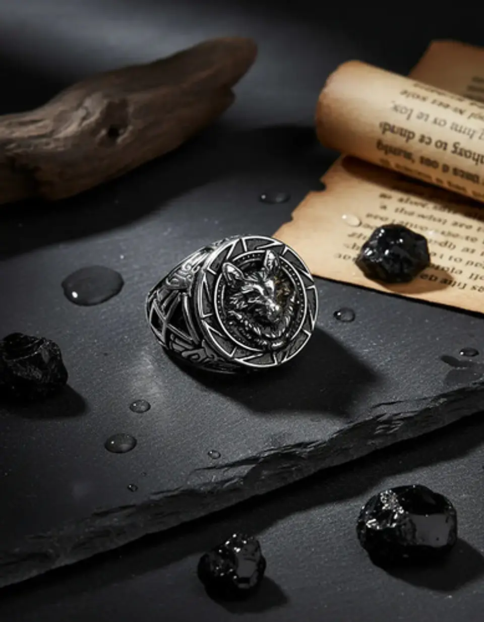 Anillo Vikingo Color Negro Guerrero Nórdico Soldado Hombre 9