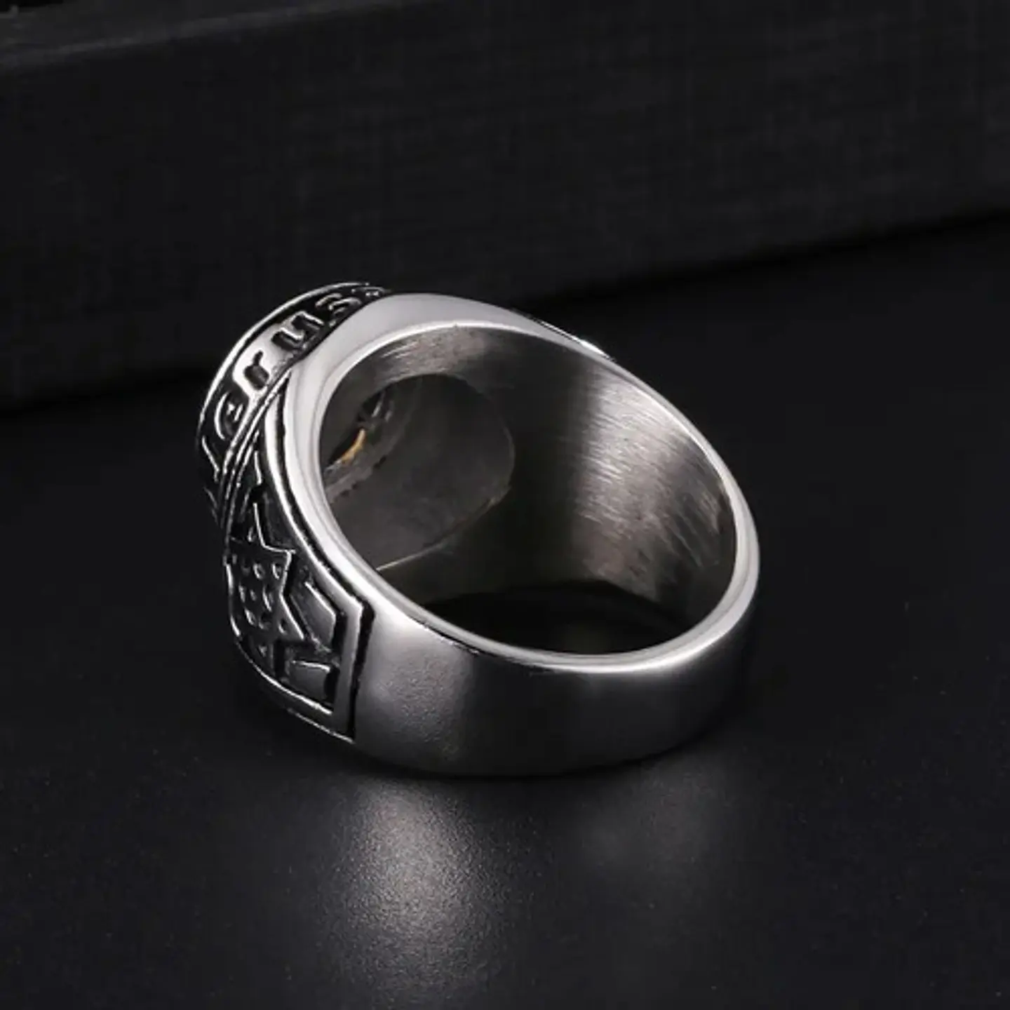Anillo Color Plata Estrella David Acero Inoxidable Hombre 7