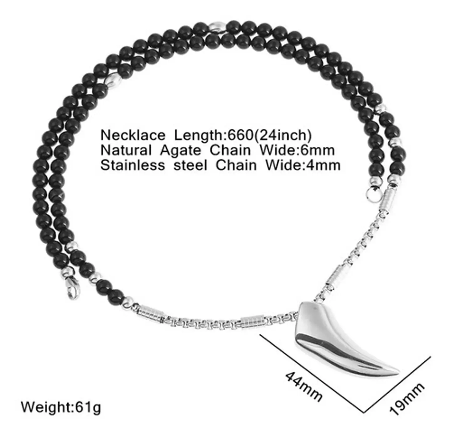 Collar Acero Inoxidable Color Plata Vikingo Lobo Para Hombre Plateado 3