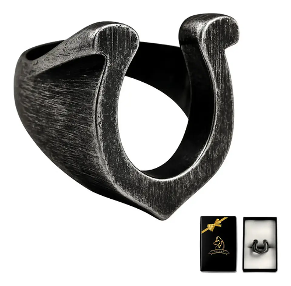 Anillo Hombre Forma De Herradura Caballo Acero Color Plata 1