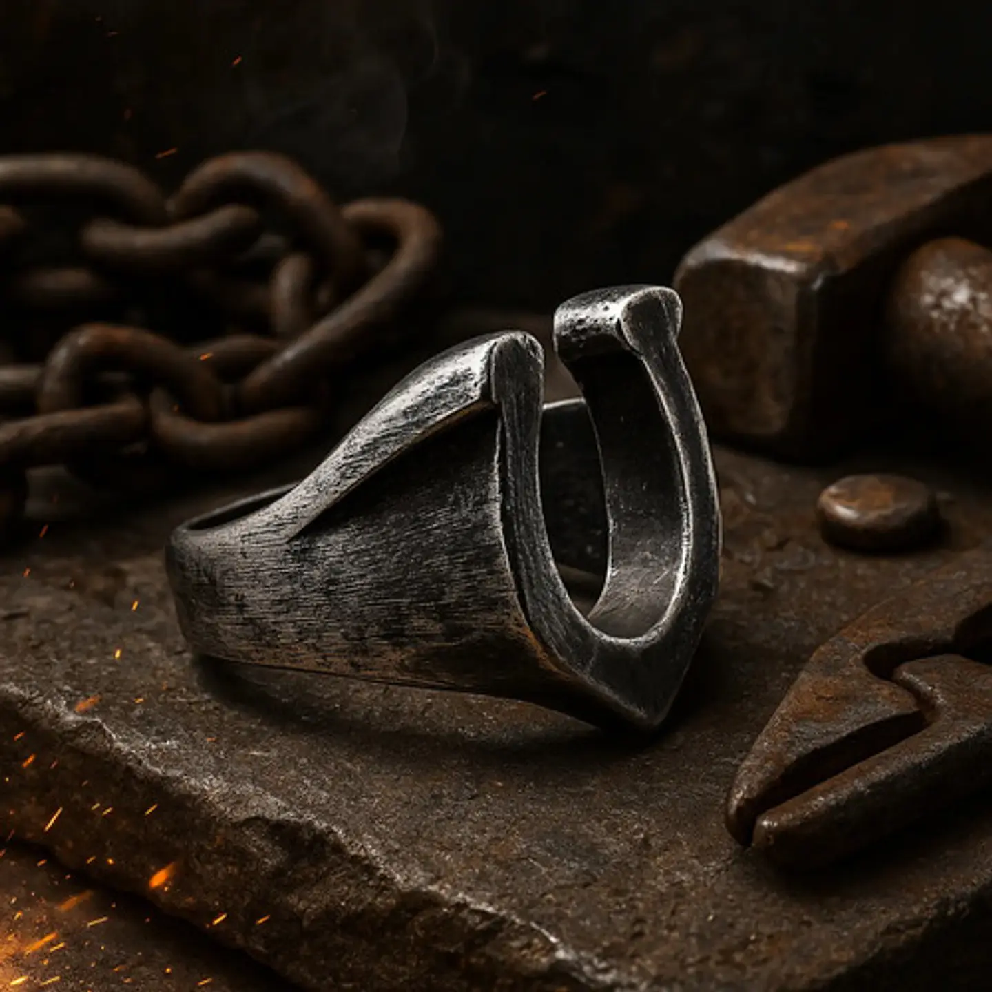 Anillo Hombre Forma De Herradura Caballo Acero Color Plata 3