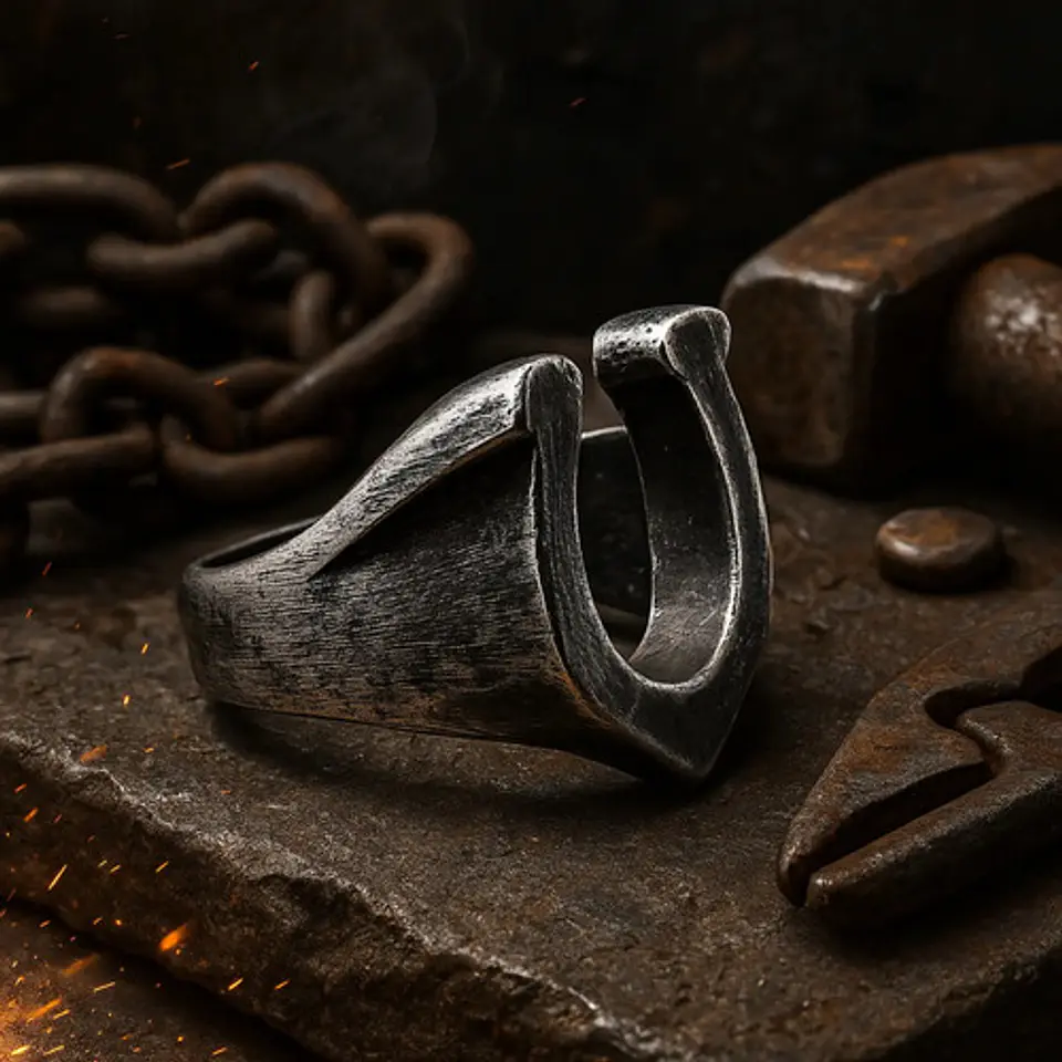 Anillo Hombre Forma De Herradura Caballo Acero Color Plata 3