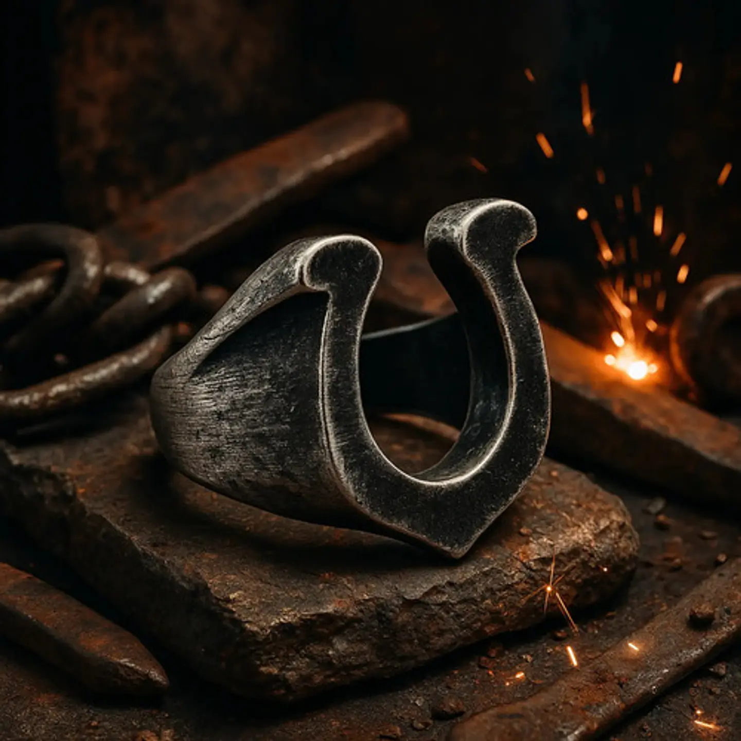 Anillo Hombre Forma De Herradura Caballo Acero Color Plata 4