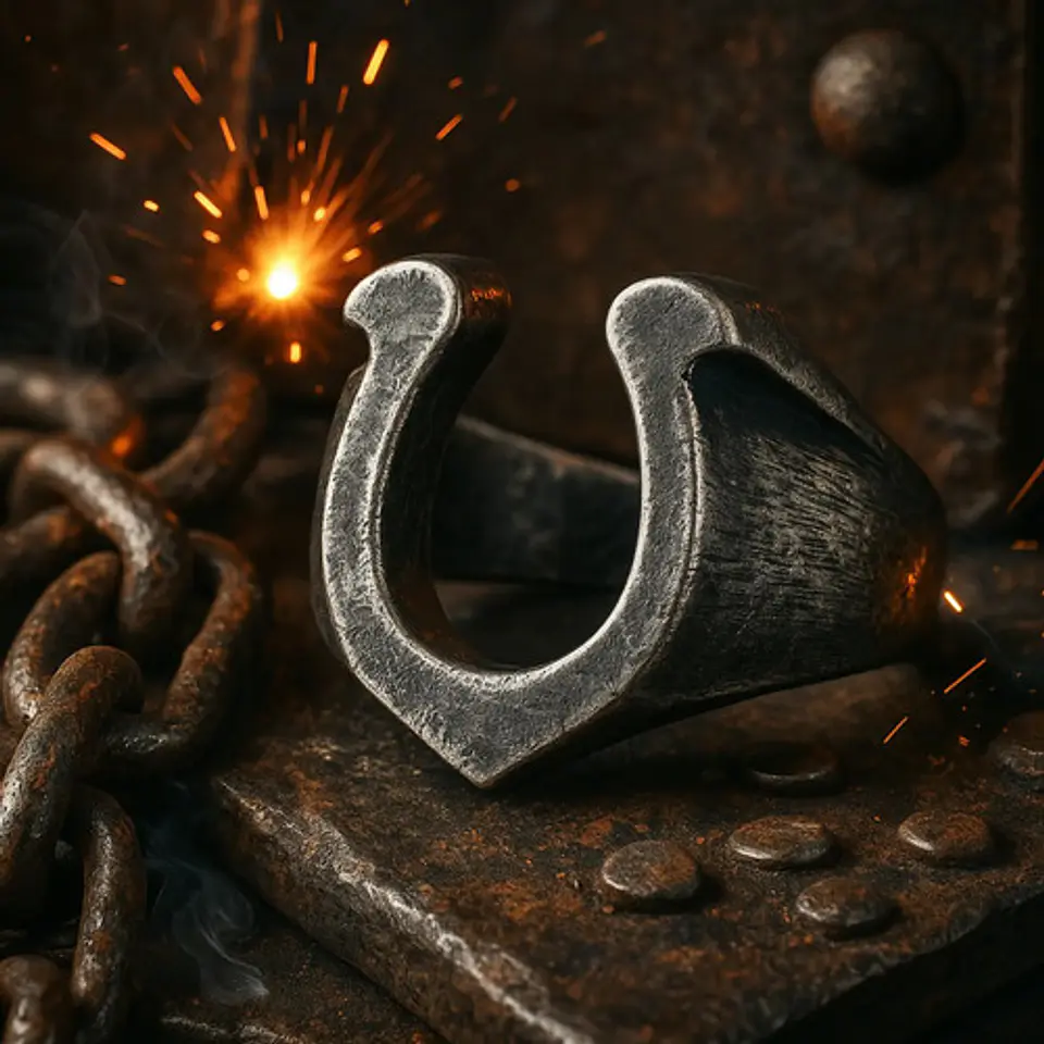 Anillo Hombre Forma De Herradura Caballo Acero Color Plata 5