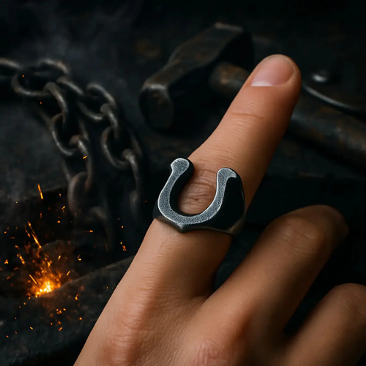 Anillo Hombre Forma De Herradura Caballo Acero Color Plata 8
