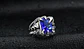Anillo Piedra Azul Color Plata Acero Inoxidable Para Hombre - Miniatura 2