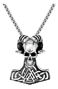 Collar Para Hombres Dije Cráneo Vikingo Martillo Color Plata Plateado - Miniatura 1